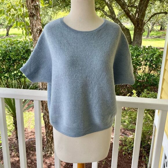 Women's Blue Crew Neck Sweater - Picture 2 of 7